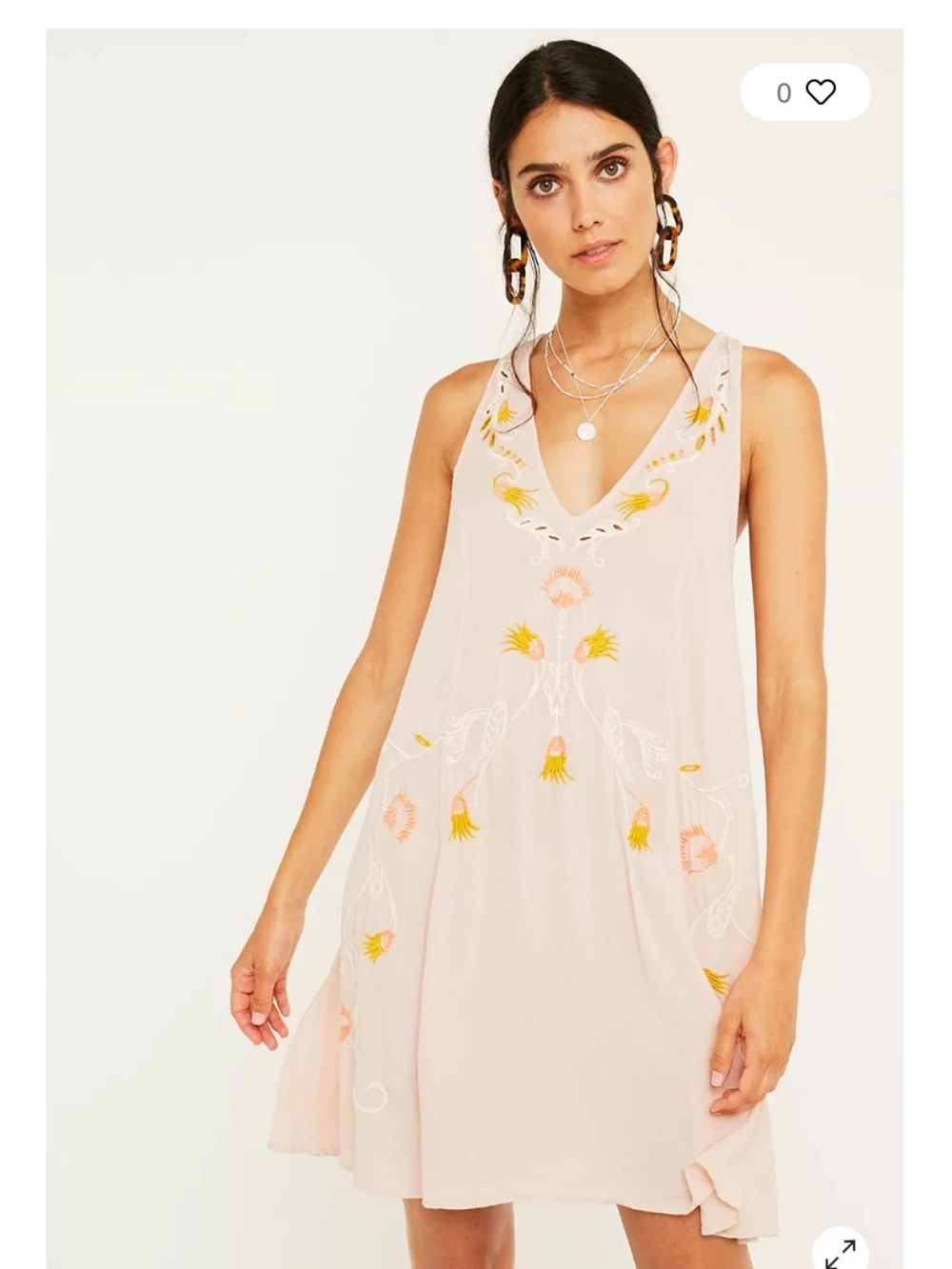 Free People Adelaide Pink Floral Slip Mini Dress